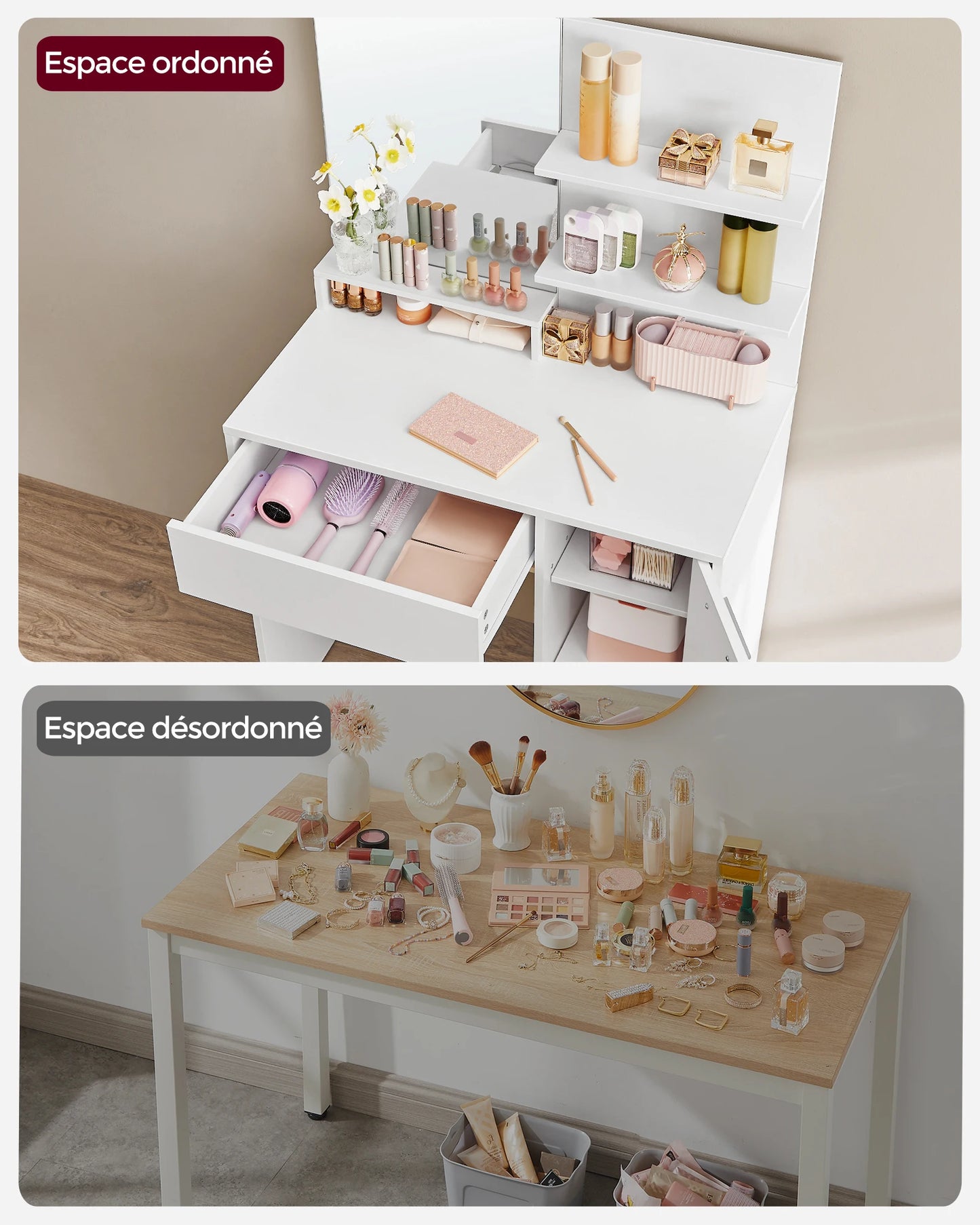 Coiffeuse de maquillage SANS TABOURET